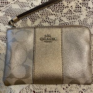 Coach Gold Textured Wristlet